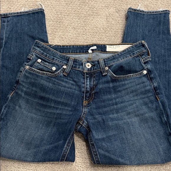 Rag & Bone Indigo Dre Low Rise Slim Boyfriend Denim Jeans - Picture 1 of 4